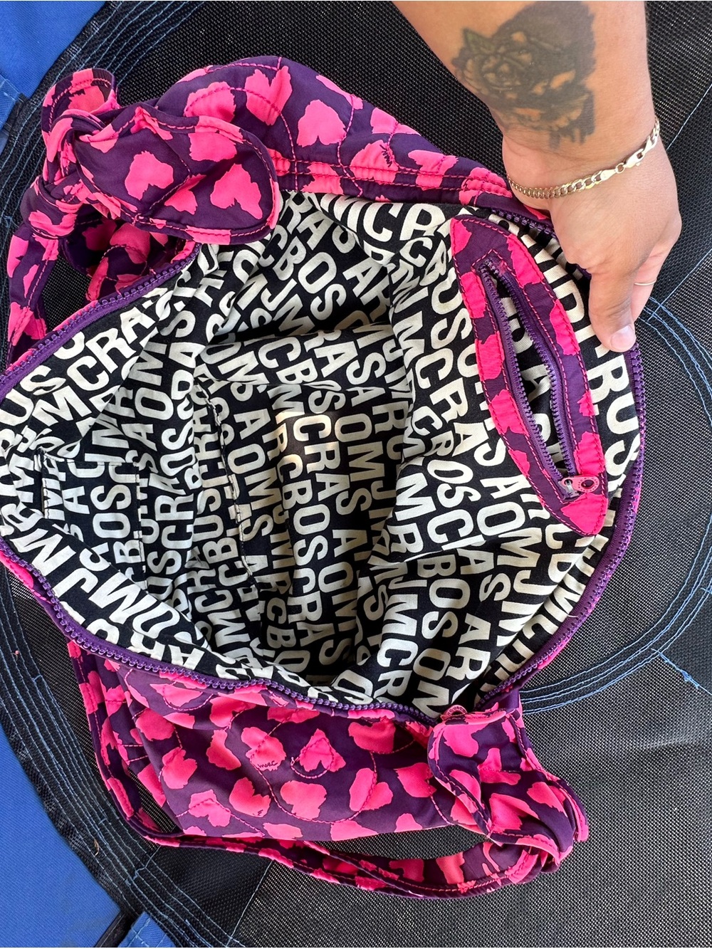 Marc Jacobs Pink and Purple Quilted Heart-Print Hobo - Picture 9 of 9
